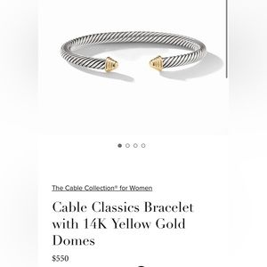 Authentic  David Yurman Cable Classics Bracelet with 14K Yellow Gold Domes